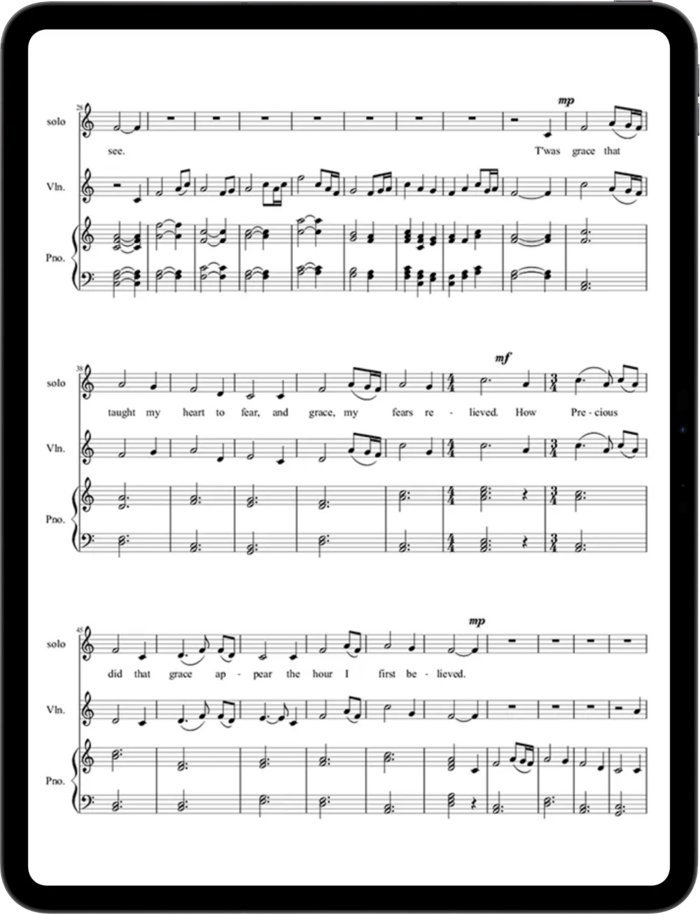 Songhub on iPad: Sheet music